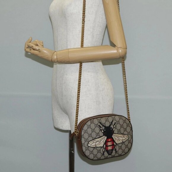 GUCCI GG Supreme Animalie Shoulder Bag PVC Europe Only Beige 409535 Auth 133260V - Picture 15 of 16